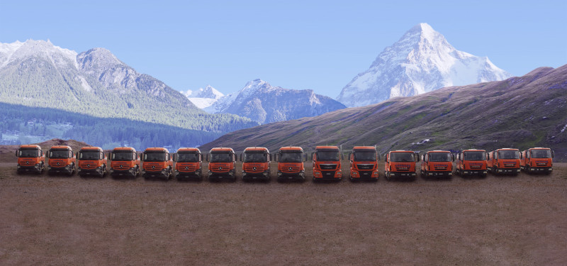 Contreag Flotte der Reinigungsfahrzeuge vor Bergen