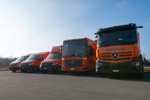 Die emissionsfreie Fahrzeugflotte mit Elektroantrieb der Contreag Container-Reinigungs AG