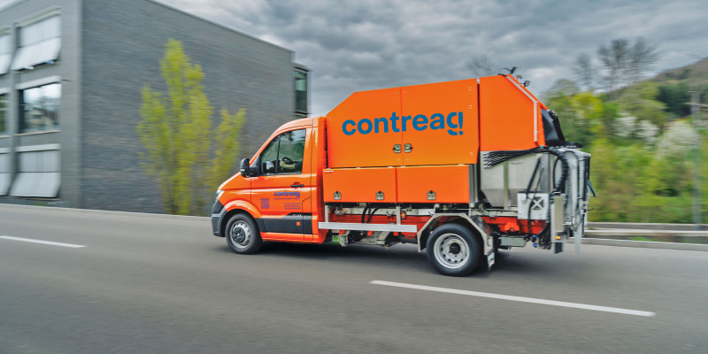 Contreag emissionsfreies Containerreinigungsfahrzeug mit Elektroantrieb
