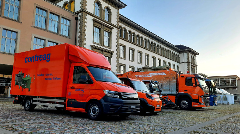 Contreag am Klimatag 2024 in Winterthur mit zwei emissionsfreien Fahrzeugen