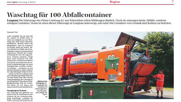 Artikel im Bieler Tagblatt über die Reinigungsaktion der Contreag in Lengnau